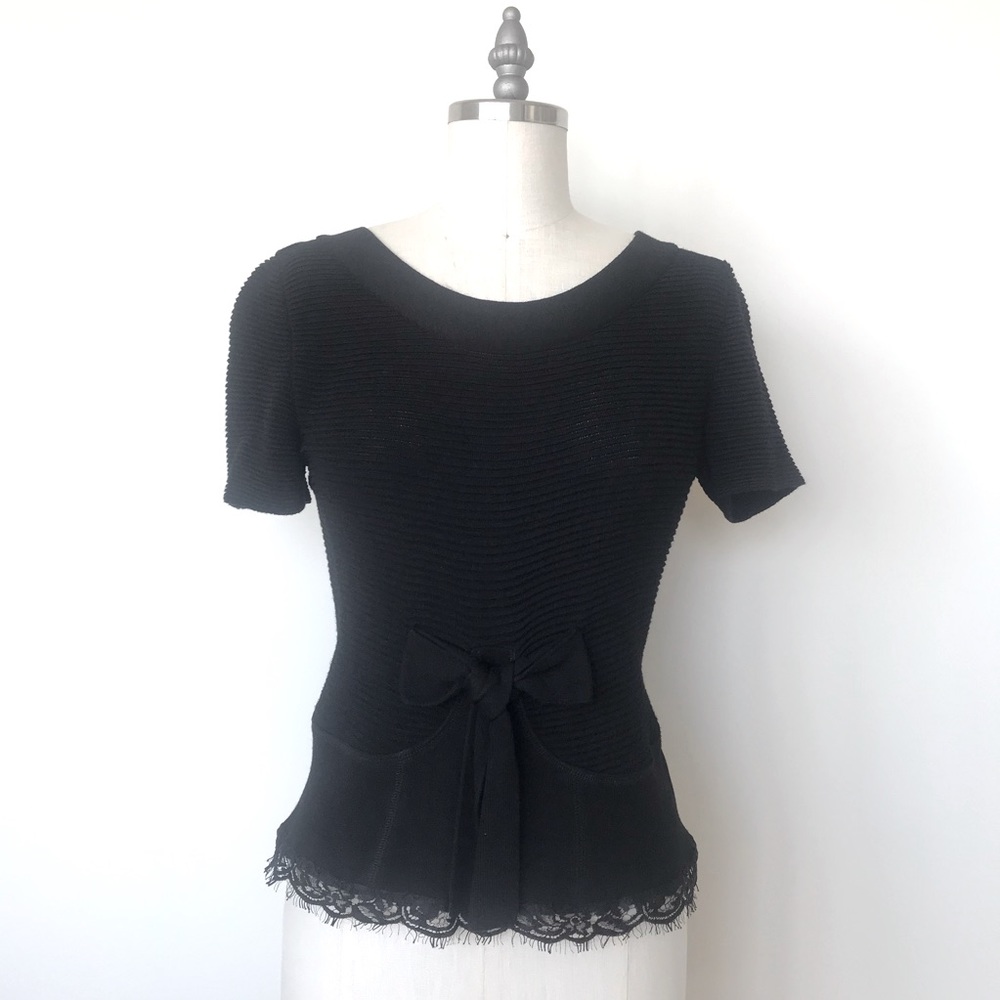 Twinset Milano Black Sweater Blouse Open Back Sz M